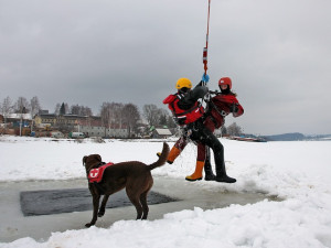 Nácviku záchrany z ledu se na Lipně účastnilo dvě stě lidí, letos už se probořil jeden bruslař