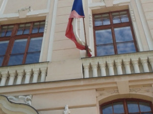 České vlajky v centru Budějc