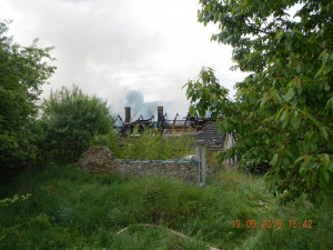 Požár statku v Trhových Svinech