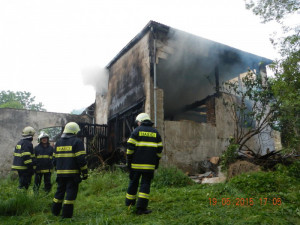 Požár statku v Trhových Svinech