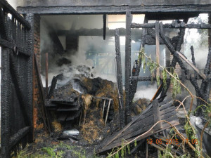 Požár statku v Trhových Svinech