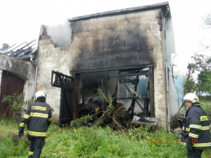 Požár statku v Trhových Svinech