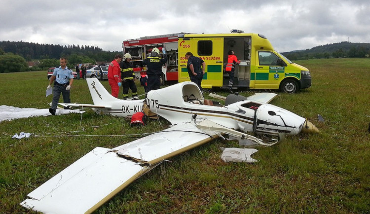 Ultralehké letadlo po pádu u Kondrače