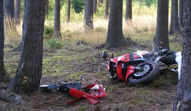 Nehoda motorkáře na Táborsku