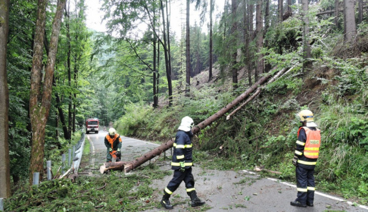 Kvůli silnému dešti mají jihočeští hasiči plno práce, nejčastěji řeší popadané stromy