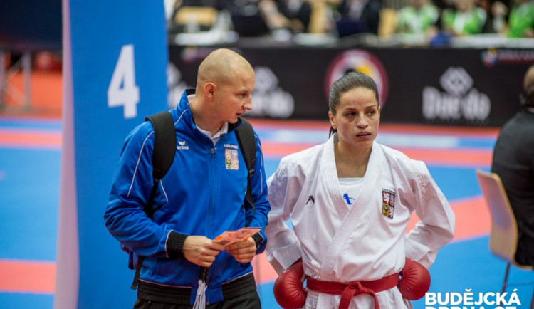 Veithová spolu s trenérem Hýskem na mistrovství světa v Linci.
