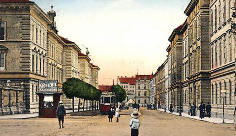 Radeckého třída, později Sokolská, dnes Žižkova, po roce 1910