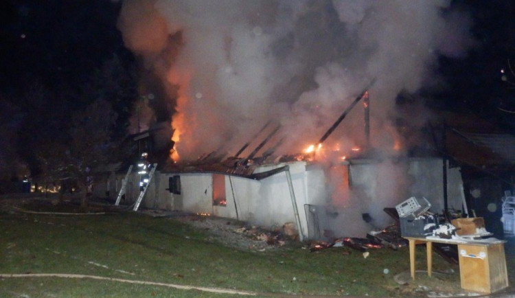 Požár stodoly v Horní Radouni