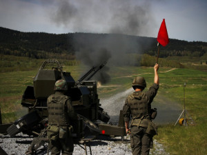 Součinnostní cvičení české a rakouské vojenské jednotky pozemní protivzdušné obrany v Boleticích.