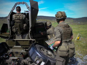 Součinnostní cvičení české a rakouské vojenské jednotky pozemní protivzdušné obrany v Boleticích.
