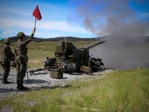 Součinnostní cvičení české a rakouské vojenské jednotky pozemní protivzdušné obrany v Boleticích.