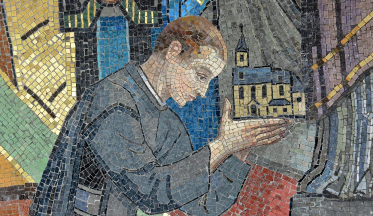 Výzdoba kostela Panny Marie Růžencové v Žižkově ulici.