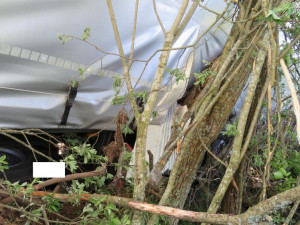 Havárie nákladního auta na silnici mezi obcemi  Houžná – Lenora  na Prachaticku.