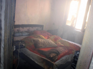 Požár bytu v ulici V. Volfa v Českých Budějovicích.