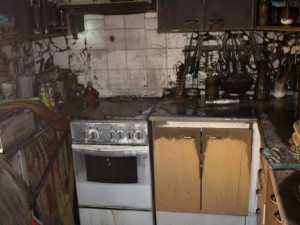 Požár bytu v ulici V. Volfa v Českých Budějovicích.