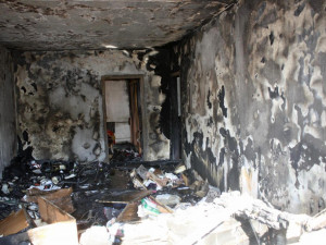 Požár bytu v ulici V. Volfa v Českých Budějovicích.