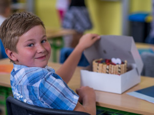 Předávání vysvědčení ve 3.C ZŠ Matice Školské v Českých Budějovicích.