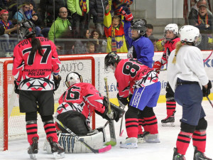 Přestávkový program vyplnil ukázkový zápas českobudějovického ženského týmu HC Dračice