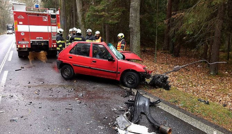 Při srážce s kamionem na silnici mezi Suchodlem nad Lužnicí a Třeboní zemřela řidička osobního auta.