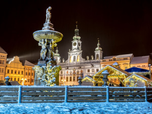 České Budějovice pod sněhem.