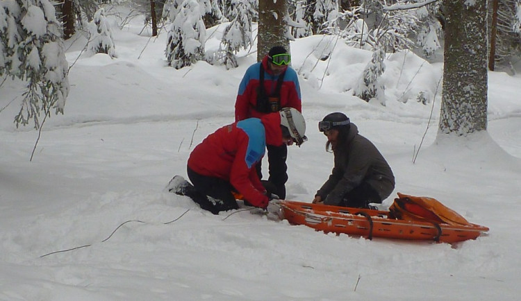 Členové Horské služby Šumava trénovali použití motorových transportních prostředků či vyhledávání lidí v terénu.