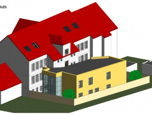Do dvou let by mělo u stávající budovy ZSF JU v Českých Budějovicích vyrůst Simulační centrum pro zdravotnické obory. Studenti se tu budou učit v místnostech co nejvíce podobných reálnému prostředí. Foto: Vizualizace Zdravotně sociální fakulty JU.