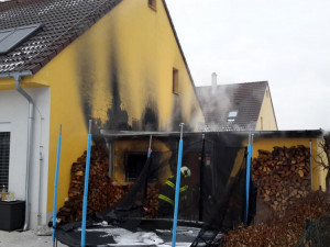 Požár garáže v Českých Budějovicích