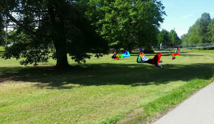 Návrh zasazení Sportovců v parku.