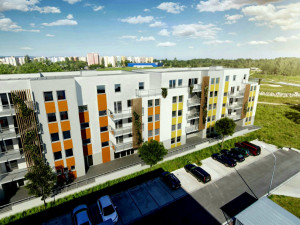 Vizualizace bytového domu,  ve kterém bude Salon King a Královská školka.