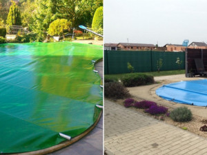 Celoroční bezpečnostní bazénové plachty UNIVERSAL-odstín zelená,modrá-Atypy
