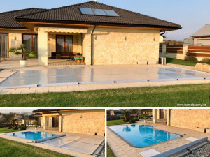 Celoroční bezpečnostní bazénová plachta UNIVERSAL, odstín sv. šedá