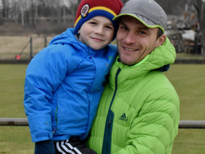 David Lafata se synem Toníkem.