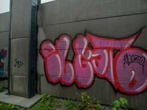 Ještě než stavbaři předali novou protihlukovou stěnu u výpadovky na Písek, která od frekventované čtyřproudové silnice odděluje sídliště Vltava v Budějcích, stačili ji "vyparádit" sprejeři.