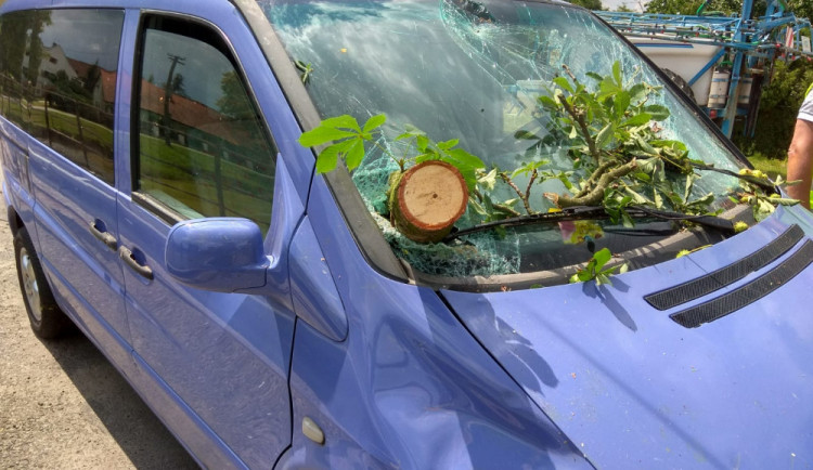 U Tábora spadl strom na auto. Nehoda blokovala silnici, ale obešla se bez zranění