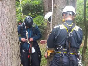 U Dlouhé Lhoty na Táborsku uvízl na stromě paraglidista. Museli ho vysvobodit hasiči.