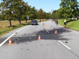 Mezi Hlubokou nad Vltavou a Municemi se dnes, v sobotu 11. srpna, dopoledne čelně srazili dva motorkáři. Oba dva bohužel zemřeli.