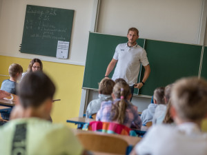 Zahájení školního roku 2018/2019 v českobudějovické Základní škole Oskara Nedbala.