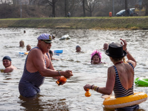 Sto sedmdesát dva otužilců se vrhlo do Malše, podpořili Centrum Bazalka