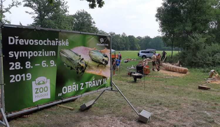 I v letošním roce probíhá před areálem Jihočeské zoologické zahrady v Hluboké nad Vltavou druhý ročník dřevosochařského sympozia pod názvem „Obři z trávy''.