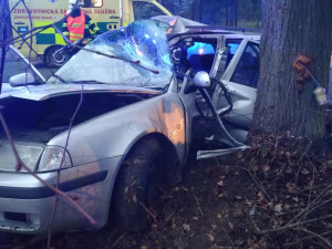 Při vážné nehodě na Táborsku zůstal v autě zaklíněny řidič