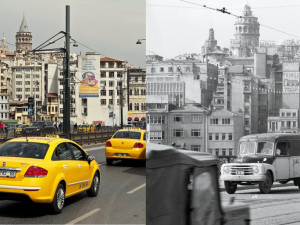 Cestovatelé pořizují srovnávací fotografie podle svžch předchůdců.