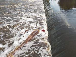 Na Lužnici u Dráchova se převrátila kánoi se dvěma muži. Jeden zůstal pod jezem
