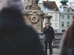 Na demonstraci v Budějcích přišlo zhruba šest desítek lidí