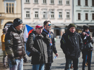 Na demonstraci v Budějcích přišlo zhruba šest desítek lidí