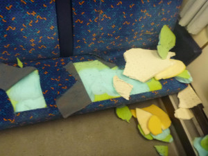 Neznámý vandal ničí sedadla ve vlacích. Policie pátrá po svědcích, kteří mohou pomoci k jeho dopadení