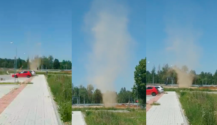 Ve Čtyřech Dvorech řádil rarášek. Za písečnými víry stojí vysoké teploty