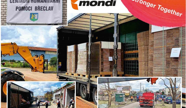 Firma Mondi Bupak v Českých Budějovicích se zapojila do pomoci lidem v obcích zasažených ničivým tornádem