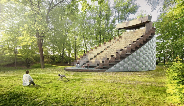 Vizualizace opraveného otáčivého hlediště.