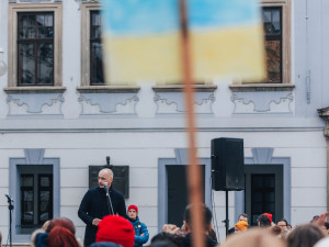Podporu okupované Ukrajině v Českých Budějovicích vyjádřilo na 300 lidí