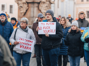 Podporu okupované Ukrajině v Českých Budějovicích vyjádřilo na 300 lidí